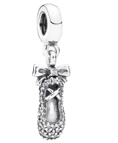 Charm colgante zapatilla de ballet pavé y lazo