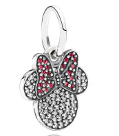 [P382] Charm colgante Minnie Mouse pavé y lazo rojo