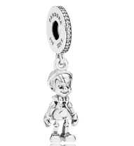 Charm colgante figura con gorro de pompón y overol plata 925
