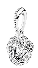 Charm colgante nudo entrelazado pavé plata 925