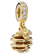 Charm colgante colmena y abeja baño dorado