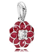 Charm colgante flor esmalte rojo oscuro