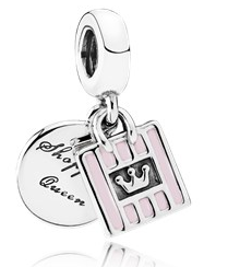 Charm colgante bolsa de compras rayas rosa Shop Queen