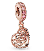 Charm colgante árbol de la vida en corazón oro rosa