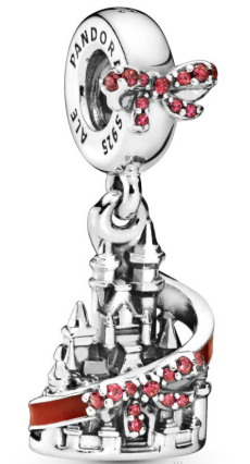 [P429] Charm colgante castillo Disney cinta roja navideña