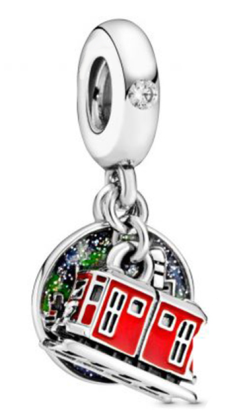 Charm colgante tranvía esmalte rojo y noche