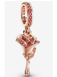 Charm colgante flor de rosa baño oro rosa