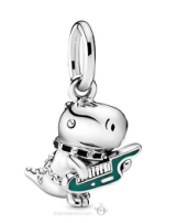 Charm colgante dinosaurio con patineta verde