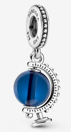[P473] Charm colgante globo terráqueo plata cristal azul