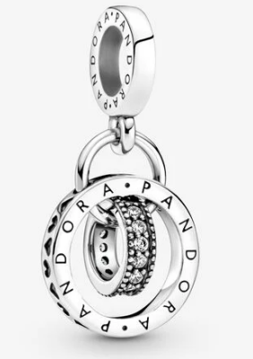 [P476] Charm colgante doble aro firma Pandora pavé