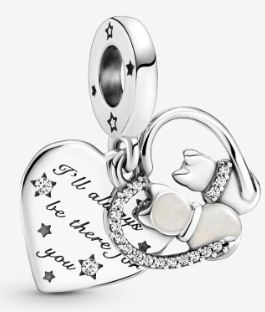 Charm colgante corazón con frase y gato de circonias