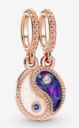 Charm colgante yin yang esmalte lila baño oro rosa