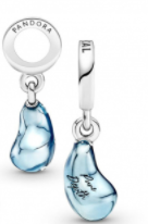 Charm colgante par de gotas cristal azul Murano
