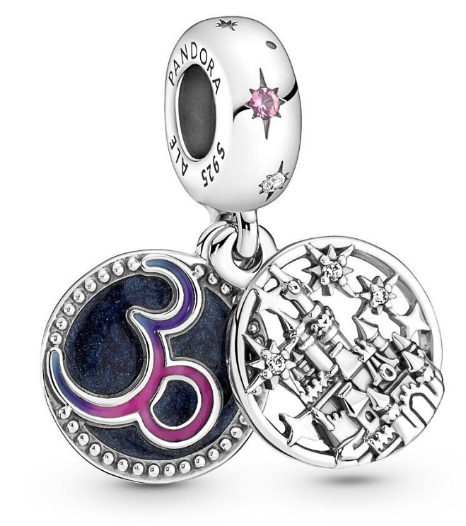 Charm colgante doble castillo y orejas Mickey Pandora