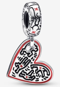 Charm colgante corazón siluetas bailando rojo y negro Pandora