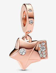 Charm colgante estrella fugaz baño oro rosa Pandora