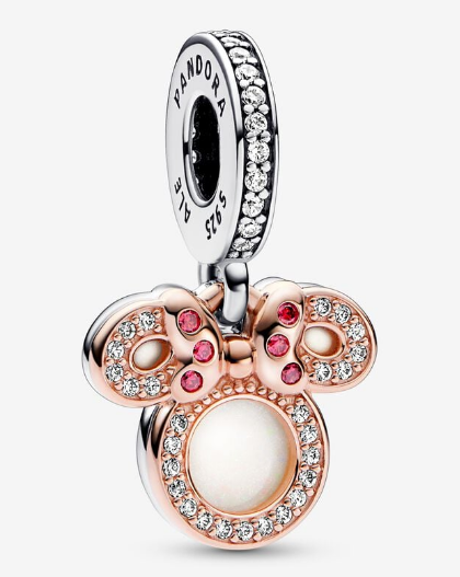 Charm colgante orejas Minnie lazo oro rosa Pandora