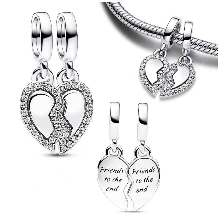 Charm doble corazón partido Friends to the End