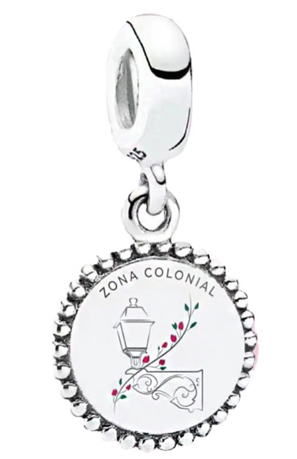 Charm colgante medallón Zona Colonial farol y rosas