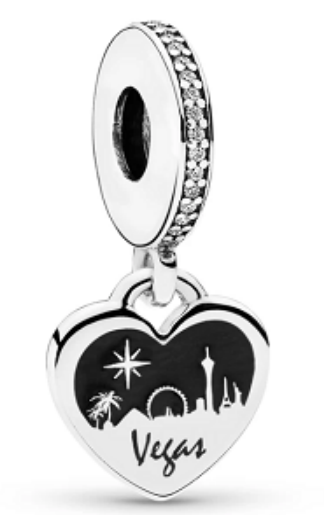 Charm colgante corazón skyline Las Vegas esmalte negro