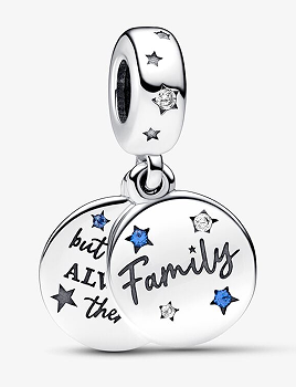 Charm doble medallón Family estrellas azules