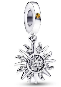 Charm colgante sol pavé con acento ámbar
