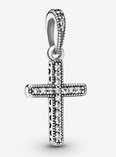 Charm colgante cruz plata pavé