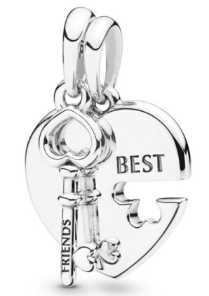 [P623] Charm colgante corazón llave Best Friends
