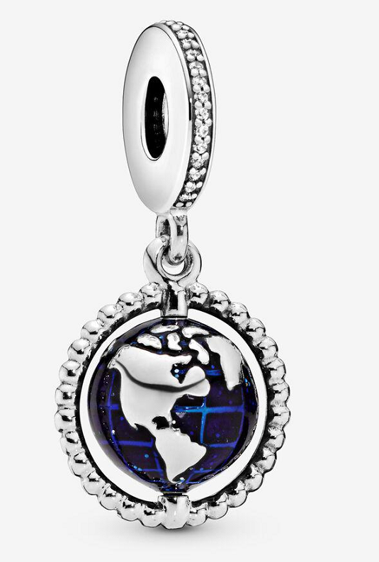 Charm colgante globo terráqueo esmalte azul