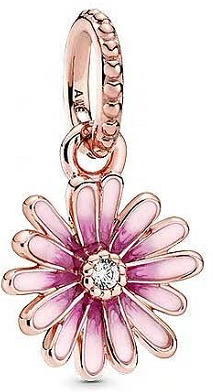 Charm colgante margarita esmalte rosa baño oro rosa