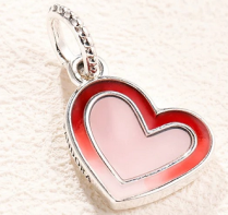 Charm colgante corazón doble esmalte rojo y rosa Pandora