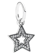Charm colgante estrella doble contorno circonias