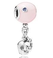 Charm colgante elefante plata esmalte rosa