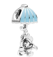 Charm colgante paraguas y niña voladora esmalte azul
