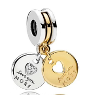 Charm colgante placas Love You More bicolor