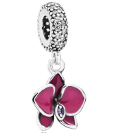 Charm colgante orquídea esmalte fucsia