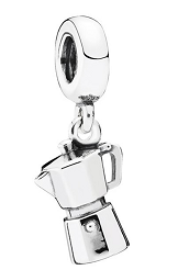 Charm colgante cafetera italiana plata pulida