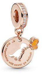 Charm colgante placa dinosaurio amistad eterna oro rosa