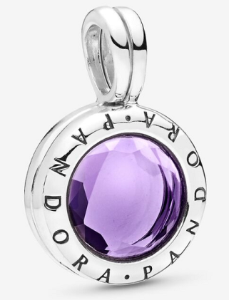 Charm colgante disco circonia púrpura marco Pandora