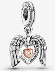 Charm colgante alas de ángel corazón bicolor