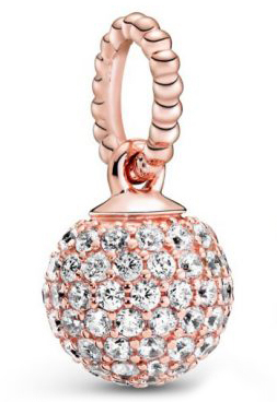 Charm colgante bola pavé bicolor oro rosa