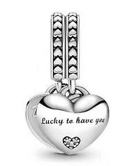 Charm colgante corazón 'Lucky To Have You' eslabones