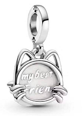Charm colgante gato 'My Best Friend' plata