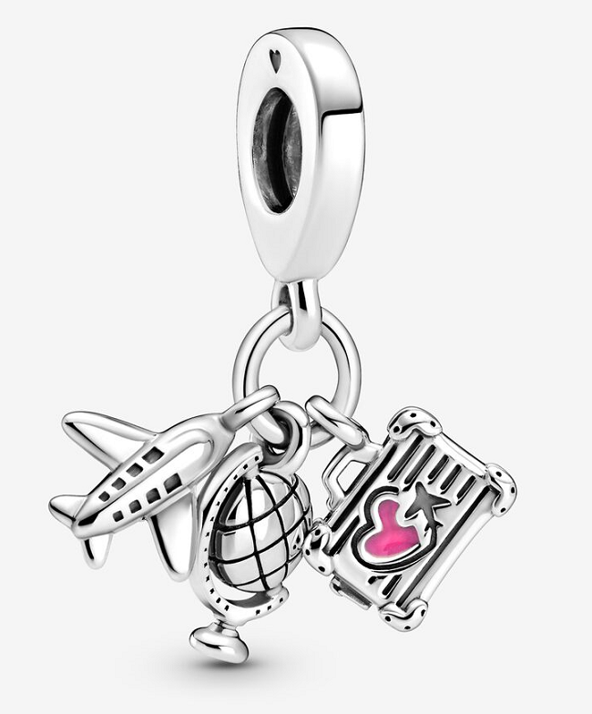 [P771] Charm colgante racimo viaje avión globo y maleta