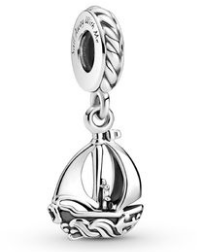 Charm colgante velero plata con argolla trenzada