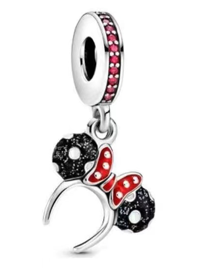 Charm colgante Disney diadema Minnie lunares rojos