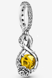 Charm colgante nudo infinito cristal amarillo y rosas