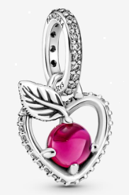 [P781] Charm colgante cereza cristal roja con corazón pavé