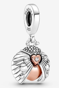 Charm colgante ala de ángel corazón oro rosa 2022 Pandora