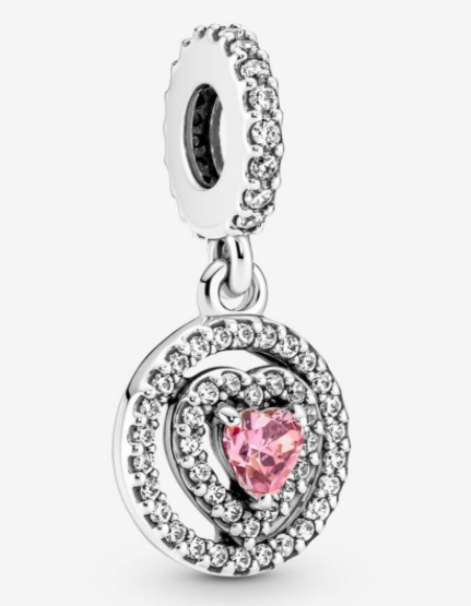 Charm colgante corazón rosa giratorio pavé Pandora